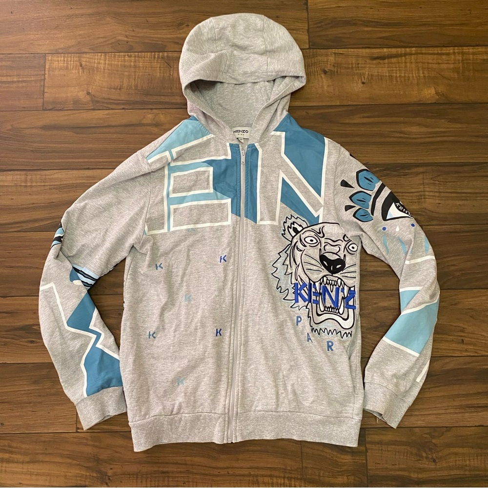 Kenzo Kids Hoodie With Snap Closure Pearl Grey Sz 16A
(May A-1)